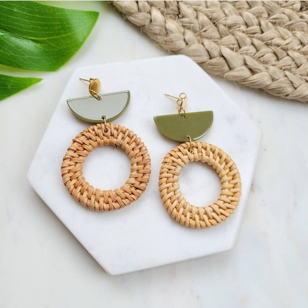 Lana Earrings - Earthy Green;